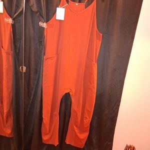 Fashion Brown/ Mauve Spaghetti Strap Jumpsuit